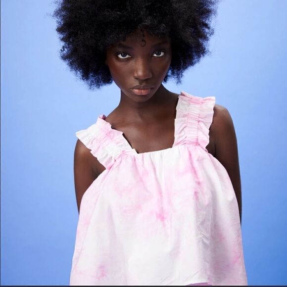 Zara Pink Tie Dye ruffle tank top - Picture 6 of 6